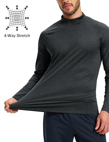 MAGCOMSEN Men's Thermal Shirts Long Sleeve Fleece Lined Base Layer Undershirts Athletic Warm Winter Workout Top3