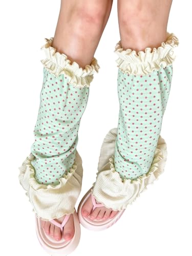 Image of YELAIVP Women Ruffle Leg Warmers Polka Dot Socks For Summer Outfits Beach Vacation
