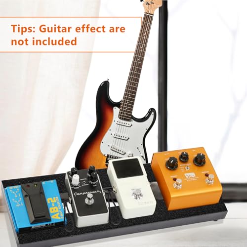 GOGHOST Small Guitar Pedal Board, 15x5.7x1.18", Aluminum Alloy Black Effects Mini Pedal Board with Adhesive Hookside Tape