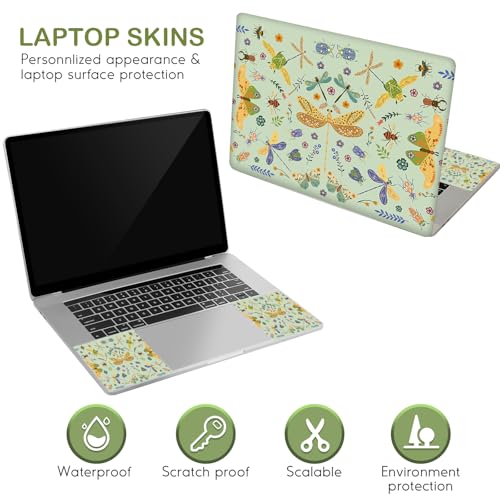 Image of DINKY Laptop Skin Sticker Decal 15.6 inch 15.4 inch 12 inch 13 inch 13.3 inch 14 inch 15 inch Laptop Universal Vinyl Skin Stickers Cover Art Decal Notebook PC Personalized Protector, Green Dragonfly