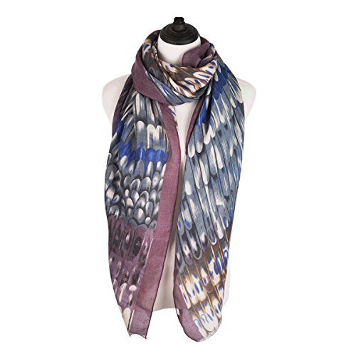 Elegant Multi Color Feather Print Frayed Edge Fashion Scarf Shawl Wrap3