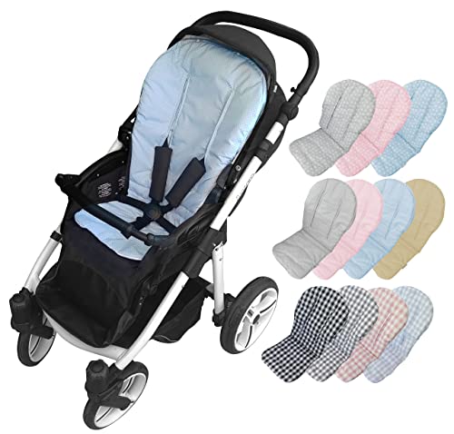 Funda Verano Silla de Paseo Bebé - Algodón - Colchoneta Fresquita Universal Carro - Marca Vizaro (Azul Lunares - Algodón)