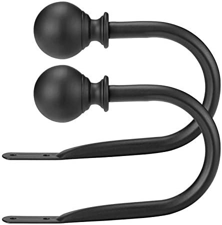 Mayrhyme Curtain Holdback,Premium Metal Drapery Holder,Window Curtain Holdbacks with Classic Round Finial for Home Decor, Set of 2,Matte Black