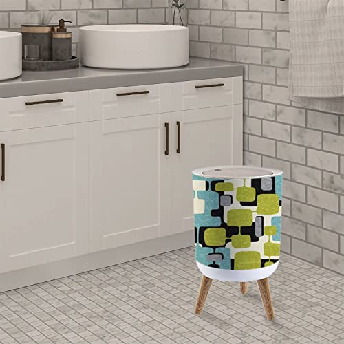Image of Small Trash Can with Lid Seamless Abstract mid Century Modern Stock 7 Liter Round Garbage Can Elasticity Press Cover Lid Wastebasket for Kitchen Bathroom Office 1.8 Gallon