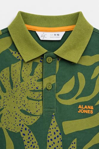 Image of Alan Jones Clothing Boys Regular Fit All Over Printed Polo T-Shirt | Cotton Blend | Ribbed Hems | Ages 6-16 Years