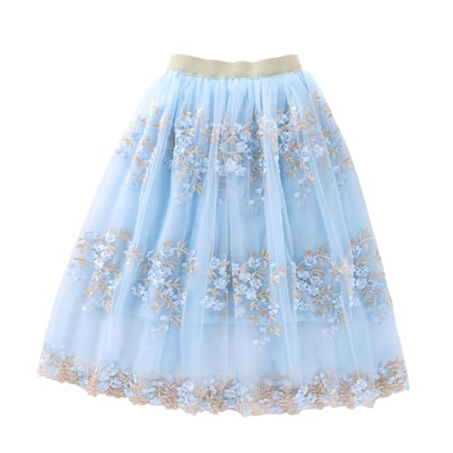 Jupe de danse plissée en tulle pour fillettes avec ceinture extensible confort