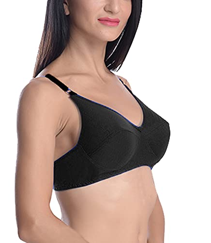 Image of StyFun Women Cotton Bra Non-Wired Bra, Non-Padded, Full Coverage Bra, Everyday Bras, Cup-B, Multicolor, Combo Pack