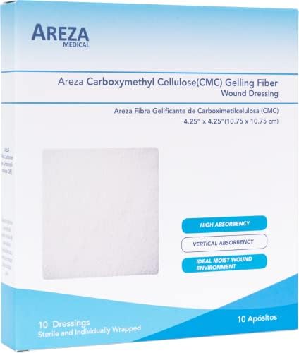 Areza Medical Calcium Alginate Wound Dressing Pads - Sterile 4.25x4.25 Inch (10 Pack)