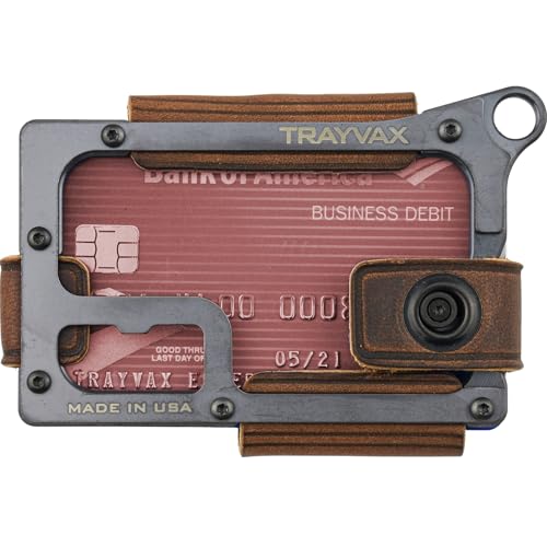Image of Trayvax Contour Wallet, RFID Front Pocket Money and Credit Card Holder, Minimalist Slim Leather Metal Wallet for Men and Women, Black Mississippi Mud