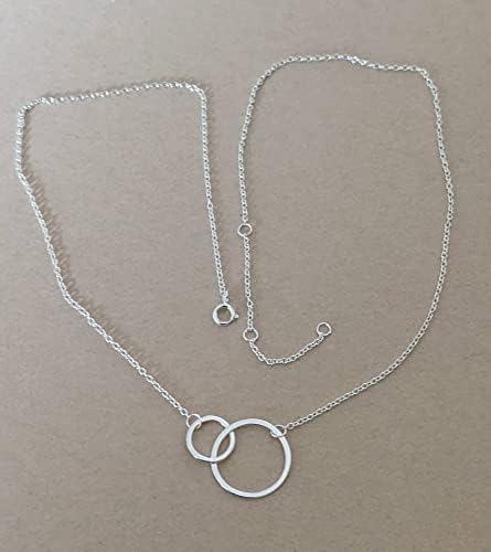 Interlocking Circle Necklace 925 Sterling Silver/Unity Link/Layering/Gift for Her - Image 4