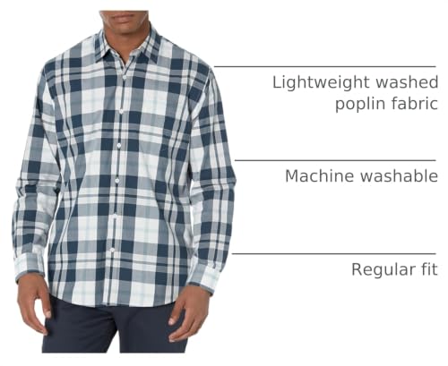 Image of Amazon Essentials Men's Regular-Fit Long-Sleeve Casual Poplin Shirt, Button Front, Business Casual, Collared