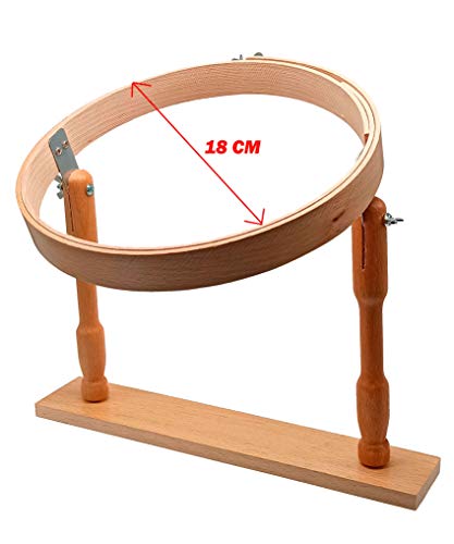 Bastidor para Bordar con Pie de Madera | Círculo central de 18cm...