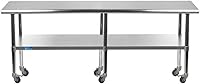 Vista 34 de AmGood Mesa de trabajo de acero inoxidable de 30 x 12 pulgadas con ruedas, mesa de metal resistente sobre ruedas, carrito de isla de cocina