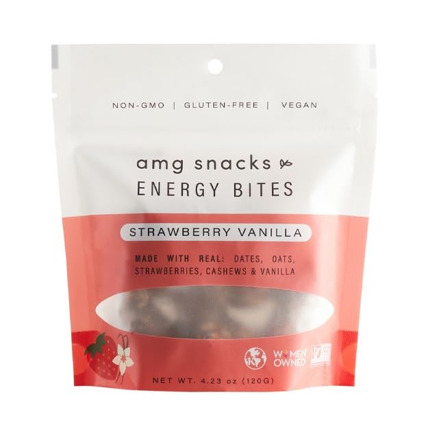 AMG Snacks Strawberry Vanilla Energy Bites | Pack de 6 | 72 Bites