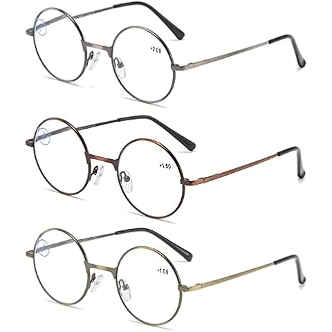 Paquete de 3 gafas de lectura KoKoBin con montura redonda antiluz azul Cover