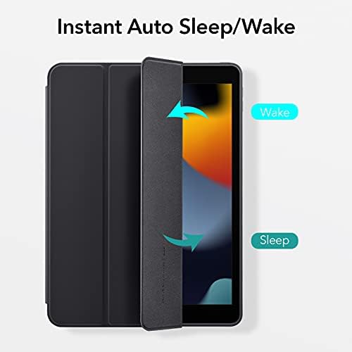 ESR iPad 9th Generation Case with Pencil Holder/iPad 8th Generation/iPad 7th Generation Case (2021/2020/2019), iPad Case with Soft Back Cover, Trifold Stand, Auto Sleep/Wake, Rebound Series, Black