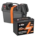 LiTime 12V 100Ah BCI Group 24 LiFePO4 Lithium Battery with Battery Box, Built-in 100A BMS, 1.28kWh Higher Energy Density Up to 15000 Cycles, Perfect for RV, Trolling Motors, Solar