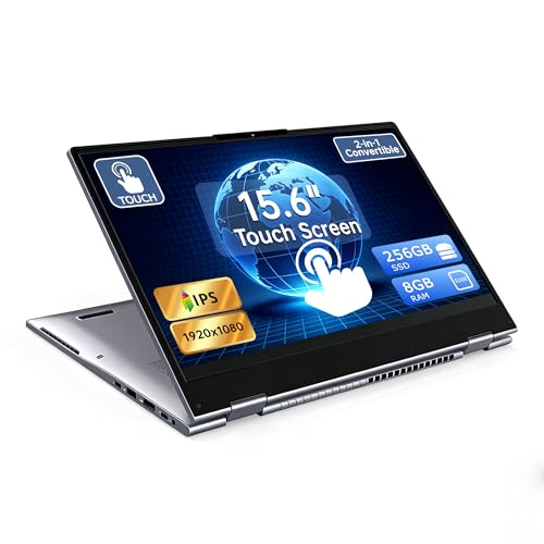 Image of 15.6 inch 2-in-1 Touchscreen Laptop Computer, AMD A9 Processor up to 3.2GHz, 8GB RAM 256GB SSD, Convertible Notebook with IPS FHD Display, USB-C, WiFi,