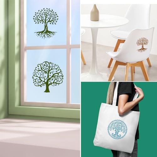 HLIWS Tree of Life Pattern Stencils-16 pcs Plastic Tree Drawing Painting Stencils,Reusable,for Painting on Wood,Canvas,Paper,Fabric,Floor,Wall - Image 4