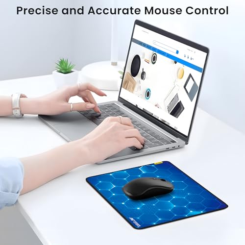Image of Ant Esports Hexa Mouse Pad 260X210X3mm Anti-fray Stitching, Waterproof Surface & Non-Slip Rubber Base Stitched Edges Gaming Mouse Mat for Laptop, Compatible with Laser and Optical Mice - Blue Hexagon