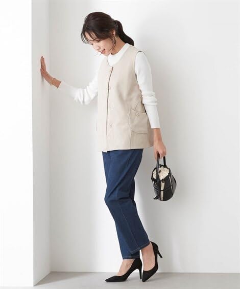 [ニッセン] シニアファッション 大きなポケットスエード調ベスト