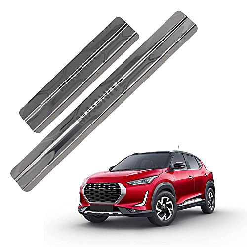 Image of GFX Car Door Sill Guard - Stainless Steel, Protects Painted Edges from Scuffs or Scratches Compatible with Magnite Set of 4Pcs (After-Market) Model - 2021