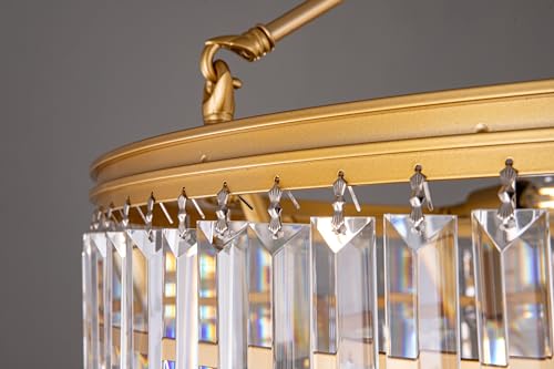 TOCHIC Gold Crystal Chandelier 29"D Round Dining Room Light Fixture 6 Light by TOCHIC - Used condition - Image 7