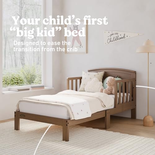 Image of Graco Benton Toddler Bed, Hazelnut | GREENGUARD Gold Certified, Fits Standard Full-Size Crib & Toddler Mattress, Toddler Safety Guardrails Included, Easy Assembly