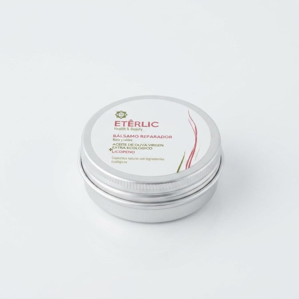 ETÊRLIC naturalny balsam do ust z opatentowanym olejem | Ekologiczny oliwa z oliwek z pierwszego tłoczenia, likopen, aloes vera, shea i wosk pszczeli | Nawilżanie, regeneracja i ochrona przeciwzapalna