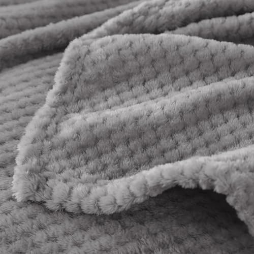 Yebeda Kuscheldecke Superweiche und Warme Fleecedecke für Sofa, Couch und Bett mit Waffel Muster, Kuschelige Angenehme Decke Wohndecke Sofadecke, 150x200 cm, Hellgrau