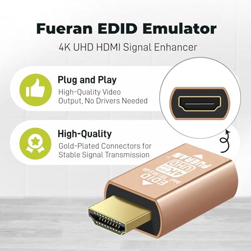 FUERAN HDMI edid Emulator–Through for Video Splitters, Switches, Extenders & AV Receivers – Dummy hdmi Emulator, Stable Signal Output(1920x1080@60Hz) - Thumbnail 2
