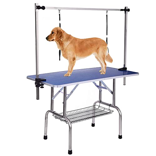 Professional Dog Pet Grooming Table Adjustable Heavy Duty Portable w/Arm & Noose & Mesh Tray (46