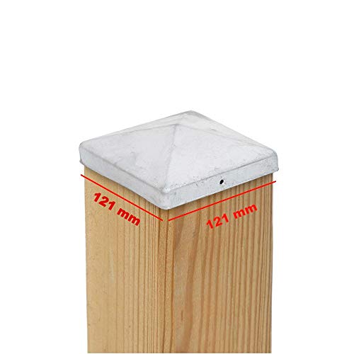 4 x PFOSTENKAPPE PYRAMIDE 121 x 121 MM STAHL FEUERVERZINKT