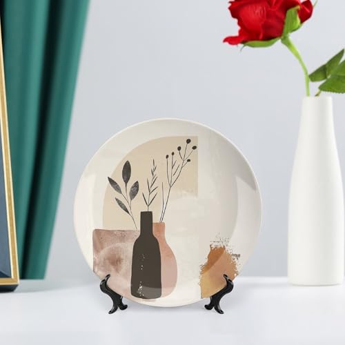 Plato decorativo de porcelana Beige y Marrón 7 pulg miniatura 6