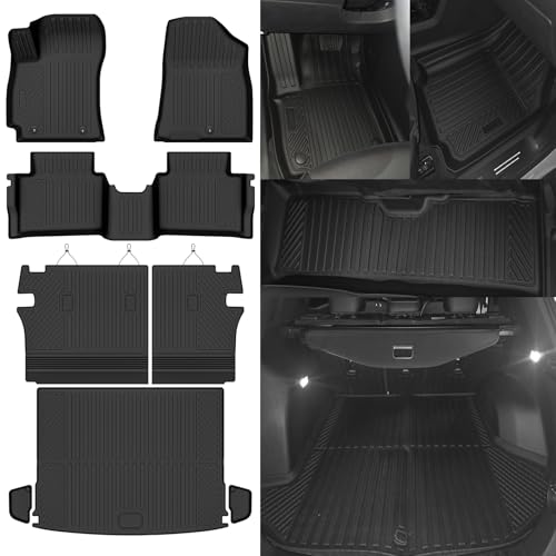 NQOQN Custom Fit Floor Mats for Hyundai Kona 2024-2025 2026 (No for EV) All Weather TPE Floor Liners with Trunk Mat & Backrest Protectors Odorless Full Set Interior Accessories