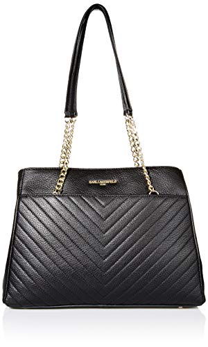 Karl Lagerfeld Paris Charlotte Quilted Tote, Black/Gold