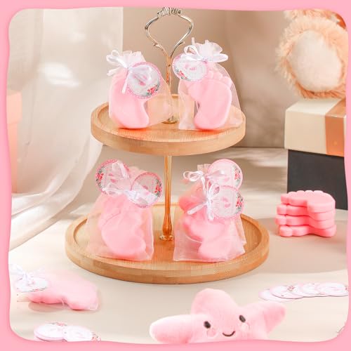 Image of 50 Sets Baby Shower Soap Favors for Guests Boy Girl Mini Handmade Scented Soaps with Thank You Tags and Organza Bags for Gender Reveal Baptism Shower Wedding Party(Pink)