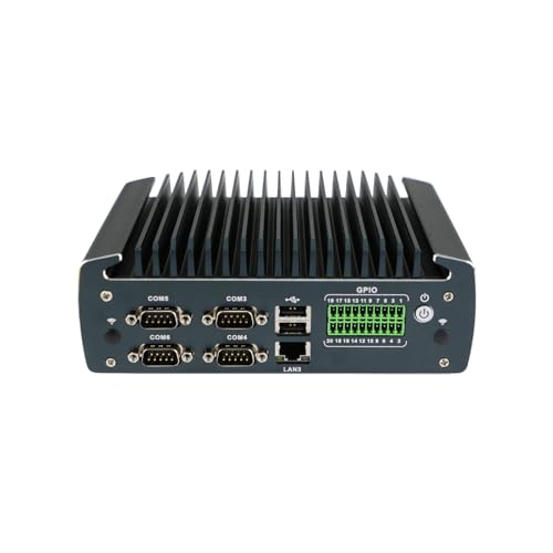 Image of Fanless Industrial PC, Mini Computer, IPC, Celeron J6412, IX15, TPM 2.0, 6 x COM, HDMI, DP, 3 x LAN, GPIO, 9-36V 2Pin Phoenix, 0 RAM, 0 Storage, Barebone No System