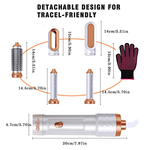 Foto von Warmluftbürste, 2022 Neuer 5 in 1 Air Wrap Hairstyler mit Haartrockner, Links Rechts Lockenstab, Massage Heißluftbürste, Haarglätter Bürste, Airwrap für Alle Haartypen Geeignet, weihnachtsgeschenke