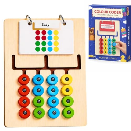 Image of Mashes Kids Montessori Slide Puzzle I Color & Pattern Matching Learning Toys for Kids 4-8 Years I Birthday Gift for Boys & Girls I Educational Activity I Travel Friendly I Wooden Puzzle