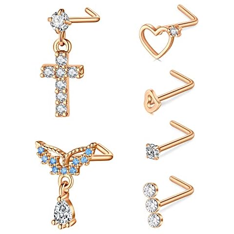 VFUN 18G Stainless Steel Nose Stud Set Cover