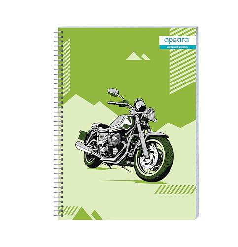 Image of Apsara 5 Subject Spiral Notebook, 252 Pages, Pack of 1, Single Line, 60 GSM - 26.7cm x 20.3 cm, Soft Cover Notebook for School, College Students, Exam Preparation & Professionals, Design May Vary