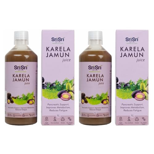 Image of Sri Sri TATTVA shuddhta ka naam Karela Jamun Juice | Maintains Blood Sugar Levels | Reduces Bad Cholesterol | Good For Digestive Health | No Added Sugar | 1 Litre I Pack of 2
