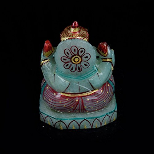 Ganesh Ganesha Beautiful Statues Hindu Good Luck God - Approximately 1915.50 Ct Statue of Green Jade Gem V-44582