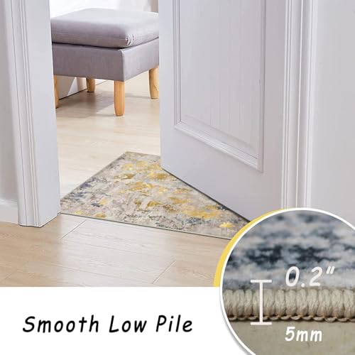 vivorug Runner Rug 2'x8' Machine Washable Non-Slip Runners for Hallways Kitchen Entryway Laundry Room Modern Abstract Carpet Hallway Runner Grey/Mustard