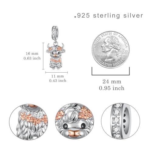 Highland Cow Charms for Bracelets 925 Sterling Silver Cow Charms Cute Bracelets Jewelry Gifts for Women4