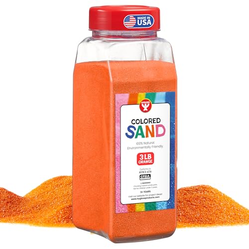 Image of Hygloss Colored Sand for Crafts - 3 lb Bottle, Orange - Vibrant Colorful Fine Sensory Play Sand Art Kits for Kids - Classroom Activities for Children 3 4 5 6 7 8 9 10 11 12 - Safe for Ages 3+