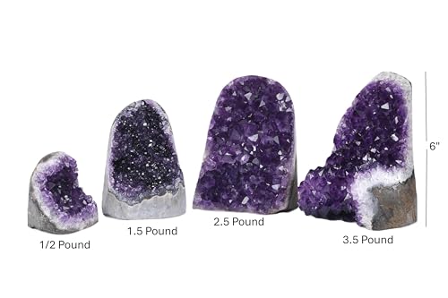 Image of Premium Amethyst Geode Stone Cluster [3 to 3.5 lb.] - Each Piece is Unique & Natural - Real Raw Healing Crystal Rock from Uruguay - Deep Purple Decoration - FREE Selenite Wand