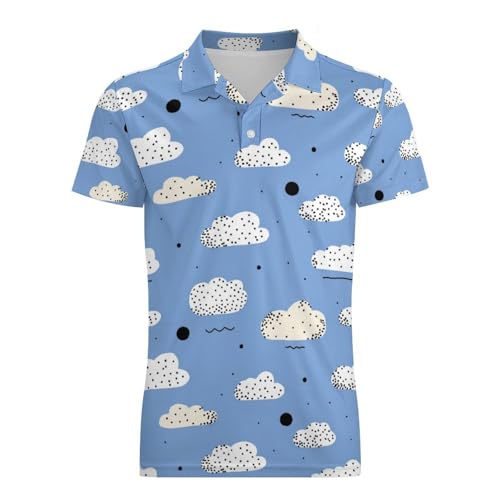 Boys' Classic Polo Shirts Short Sleeve Moisture-Wicking Golf & Tennis Shirts for Youth Teens Adorable White Clouds4
