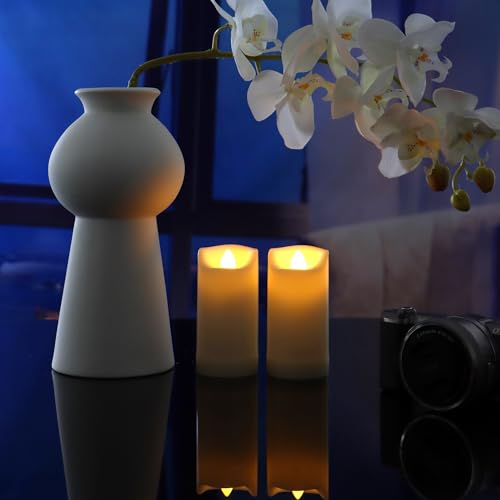 Image of QIDEA 2 inchX4 inch Outdoor Waterproof Flameless Candles With Timer, Battery Operated Flickering Led Pillar Candles, Electric Plastic Fake Candles For Home Garden Wedding Halloween Xmas Decorations 4 Pack
